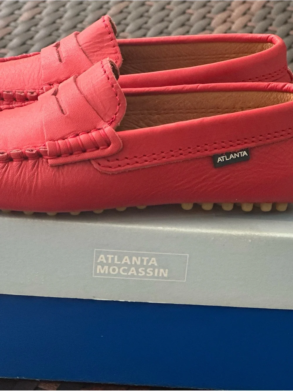 Kids' Red Leather Moccasin Loafers